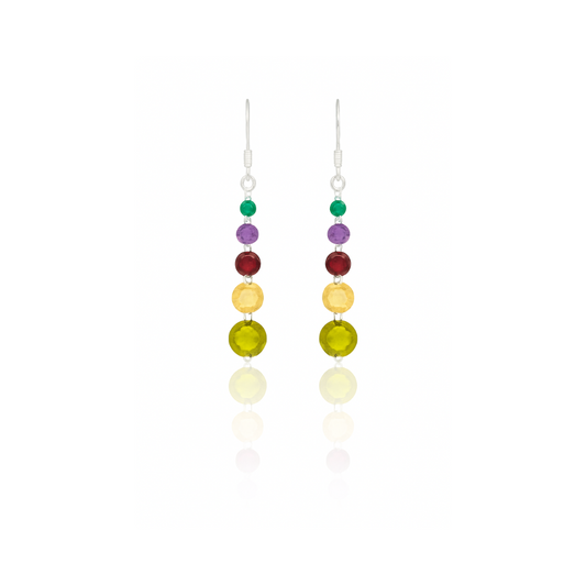 Multi-Gemstone Earrings – Peridot, Citrine, Garnet, Amethyst & Green Onyx
