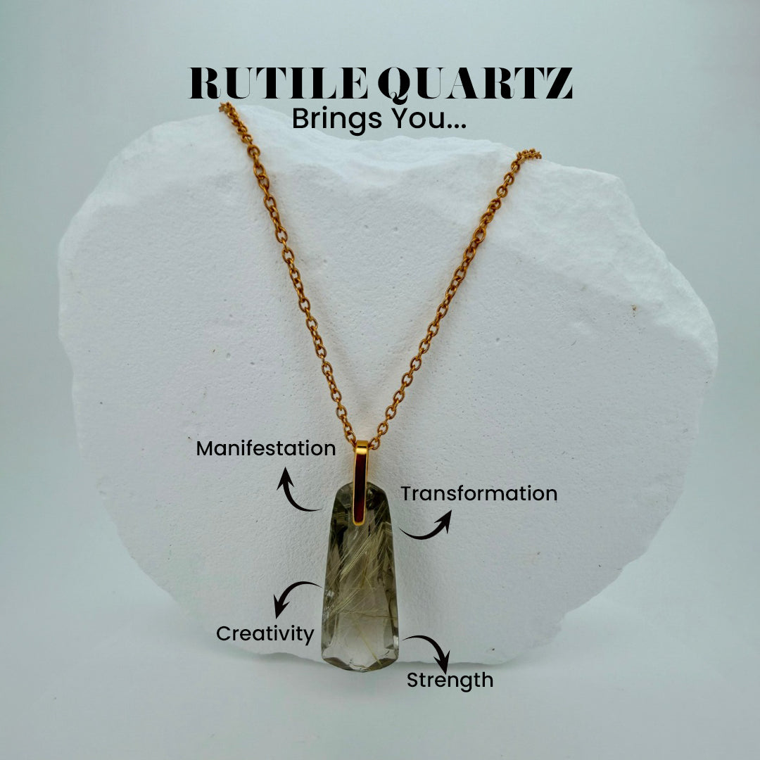 Natural Golden Rutile Quartz Pendant – 18K Gold Vermeil