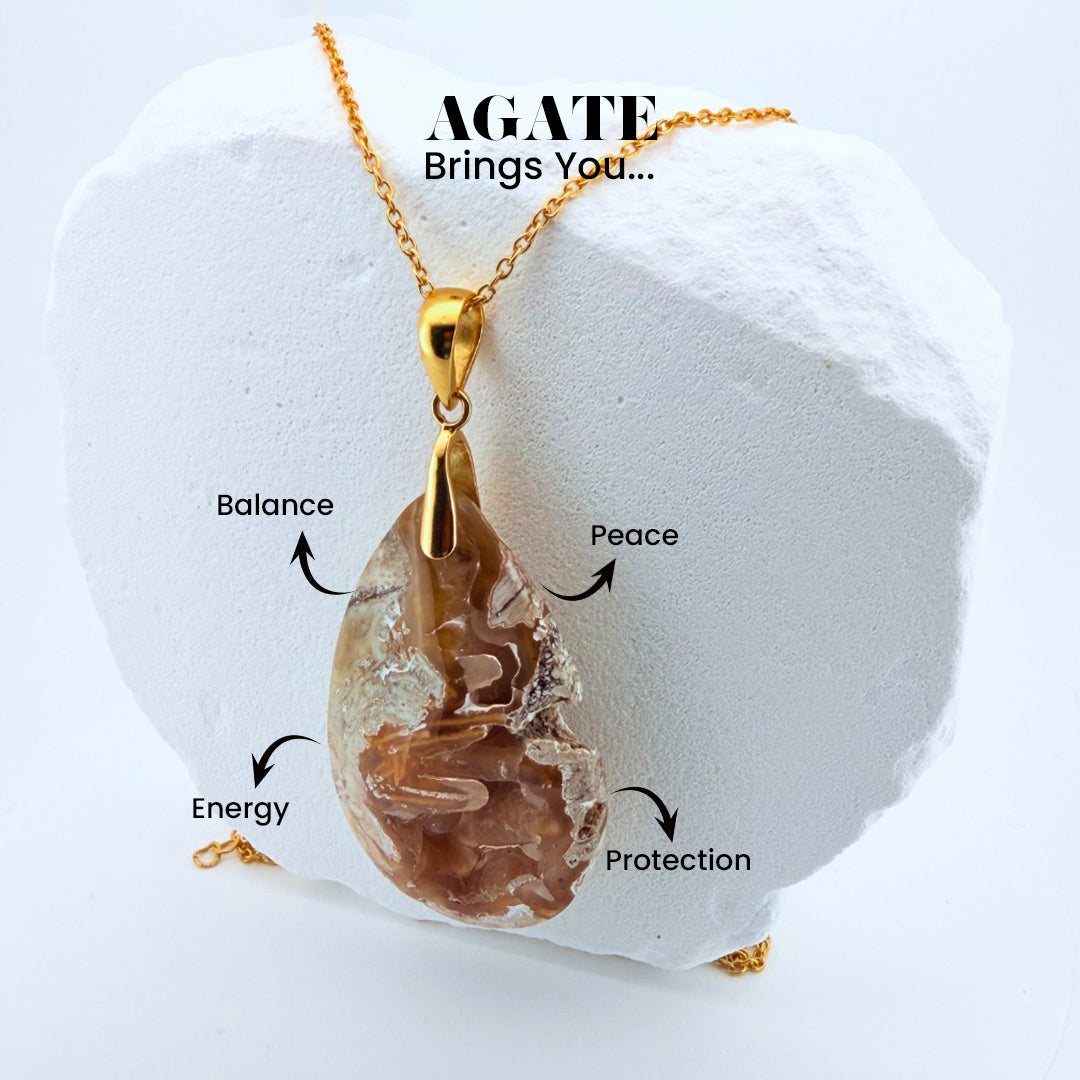 Natural Opalized Agate Pendant - 18K Gold Vermeil