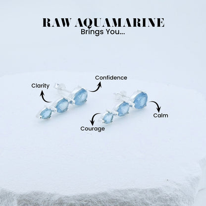 Aquamarine Stud Earrings - 925 Sterling Silver