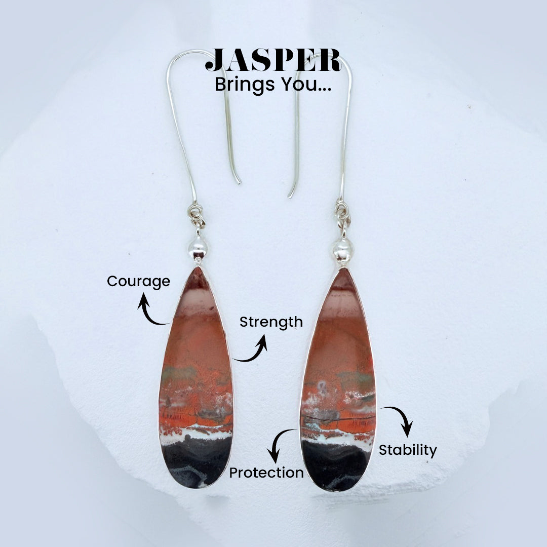 Natural Opalized Wood Jasper Earrings - 925 Sterling Silver