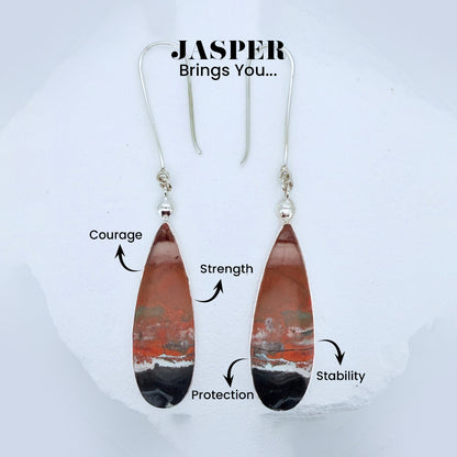 Natural Opalized Wood Jasper Earrings - 925 Sterling Silver