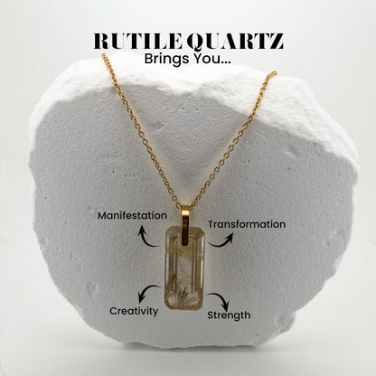 Radiant Golden Rutile Quartz Pendant | 18K Gold Vermeil