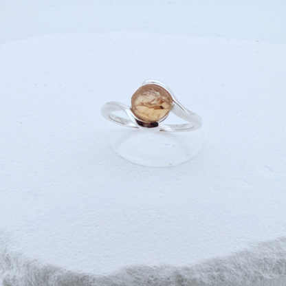 Natural Gemstone Wave Ring – Adjustable 925 Sterling Silver