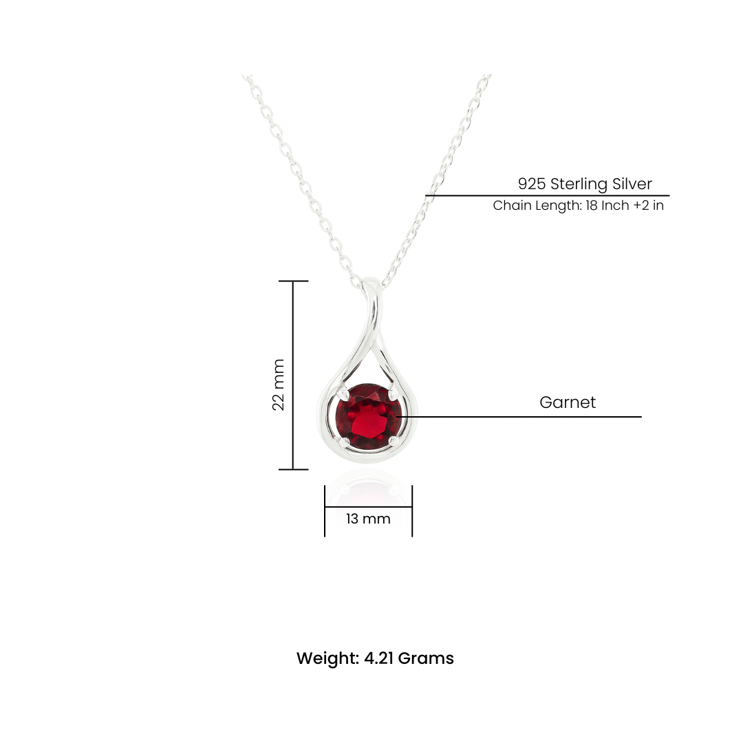 Подвеска из натурального граната в 925-м серебре – элегантный дизайн в форме капли.