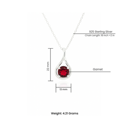Подвеска из натурального граната в 925-м серебре – элегантный дизайн в форме капли.