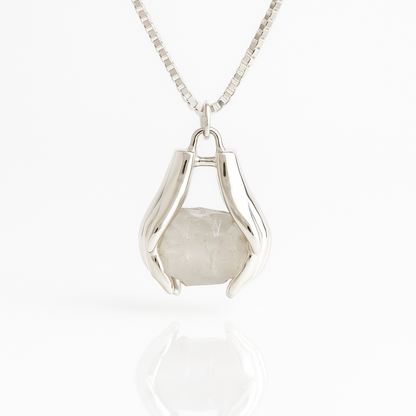 Healing Hands Pendant – 925 Sterling Silver - Moonstone or Amethyst