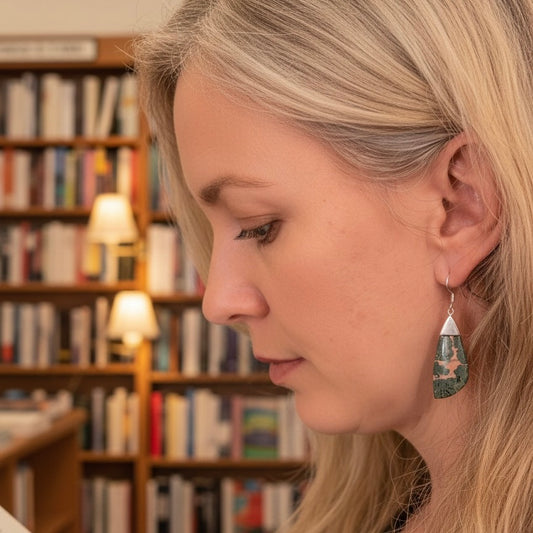 Natural Agate Jasper Earrings - 925 Sterling Silver