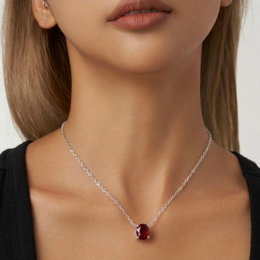 Natural Garnet Pendant – 925 Sterling Silver