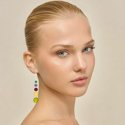 Multi-Gemstone Earrings – Peridot, Citrine, Garnet, Amethyst & Green Onyx