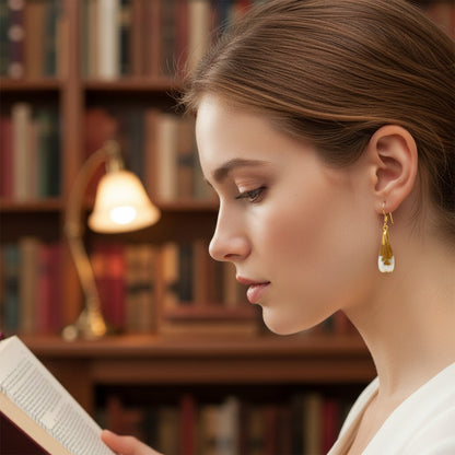 Natural Banded Agate Drop Earrings - 18K Gold Vermeil