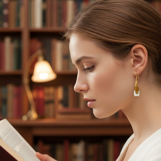 Natural Banded Agate Drop Earrings - 18K Gold Vermeil