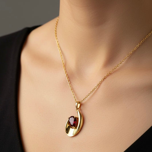 Natural Gemstone - 18K Gold Vermeil Pendant
