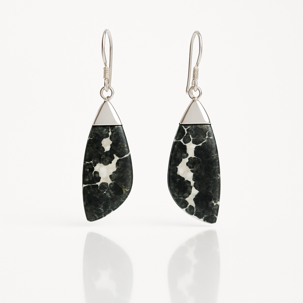 Natural Agate Jasper Earrings - 925 Sterling Silver