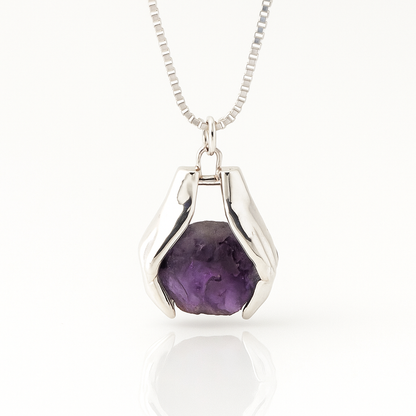 Healing Hands Pendant – 925 Sterling Silver - Moonstone or Amethyst