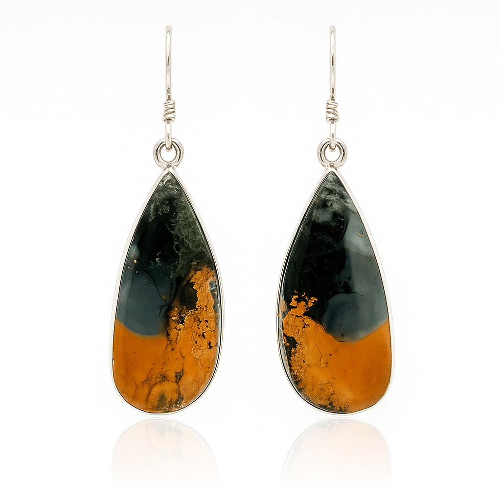 Natural Jasper Teardrop Earrings - 925 Sterling Silver