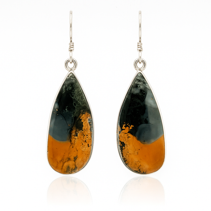 Natural Jasper Teardrop Earrings - 925 Sterling Silver