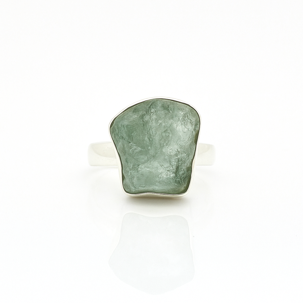Raw Aquamarine Adjustable Ring In Sterling Silver Ring