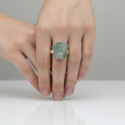 Raw Aquamarine Adjustable Ring In Sterling Silver Ring