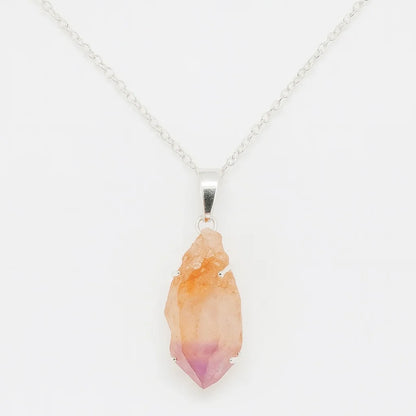 Natural Raw Golden Healer Amethyst Pendant - 925 Sterling Silver