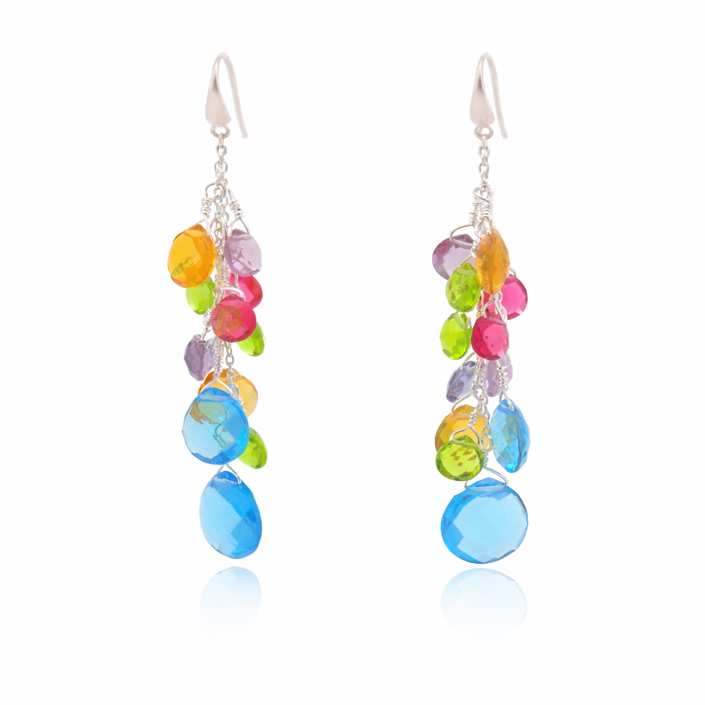 Natural Multi Gemstones Healing Earrings