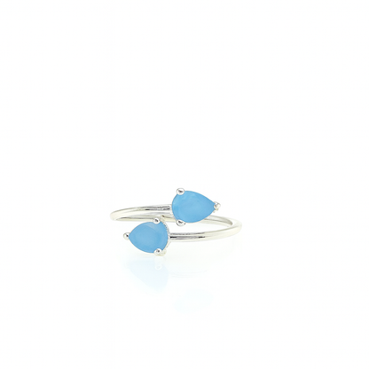Natural Aquamarine Ring - Adjustable 925 Sterling Silver
