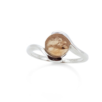 Natural Gemstone Wave Ring – Adjustable 925 Sterling Silver
