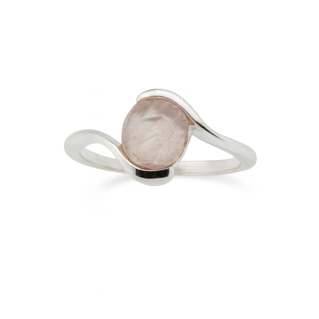 Natural Gemstone Wave Ring – Adjustable 925 Sterling Silver