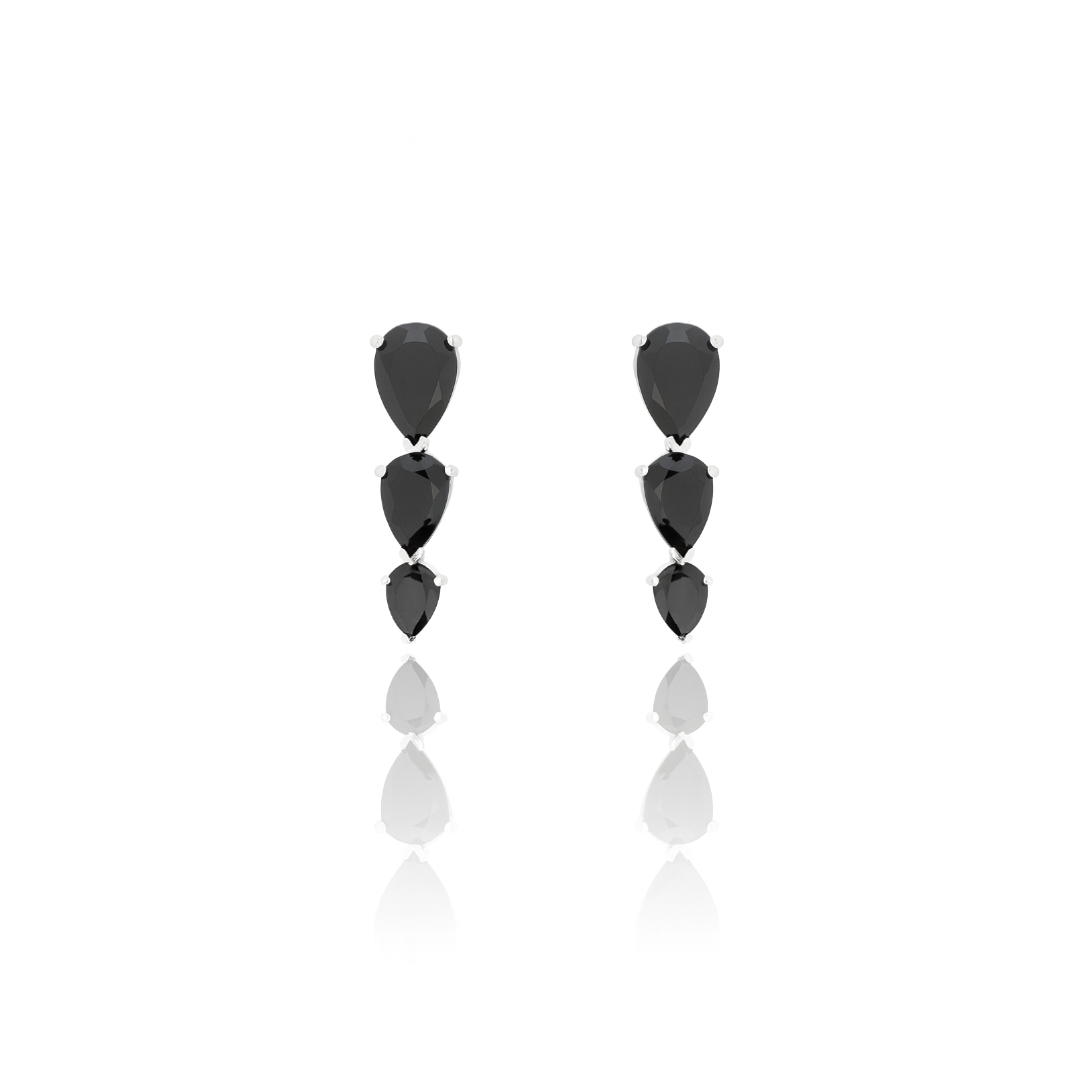 Natural Black Onyx Stud Earrings – 925 Sterling Silver