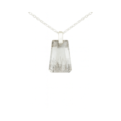 Natural Black Rutile Quartz Pendant | 925 Sterling Silver