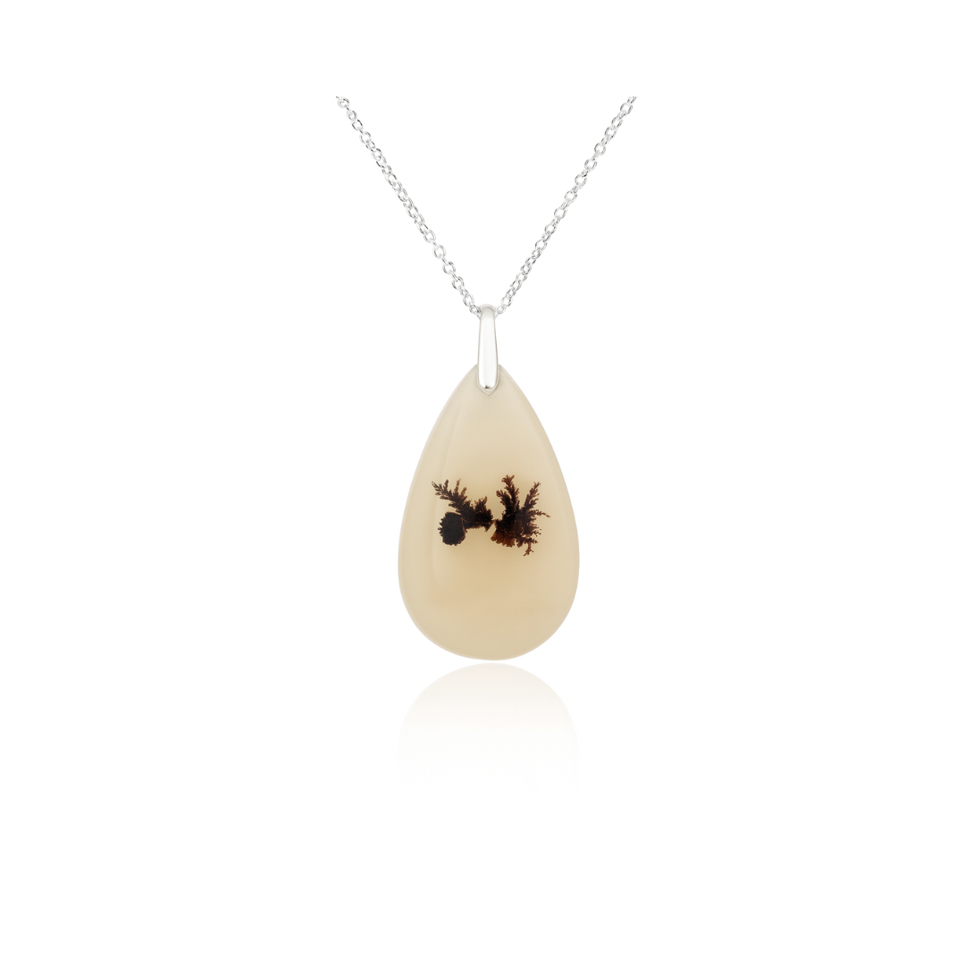 Natural Dendritic Agate Pendant - 925 Sterling Silver