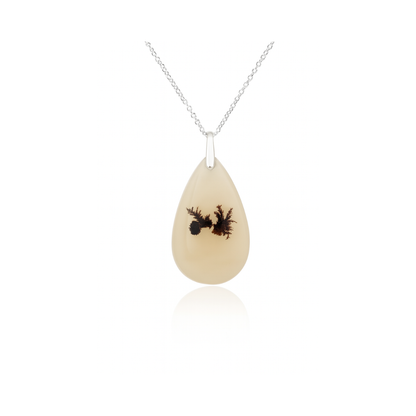 Natural Dendritic Agate Pendant - 925 Sterling Silver