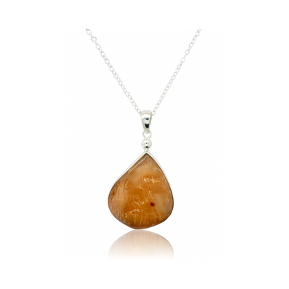 Natural Golden Fur Agate Pendant – 925 Sterling Silver