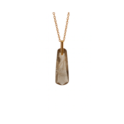 Natural Golden Rutile Quartz Pendant – 18K Gold Vermeil