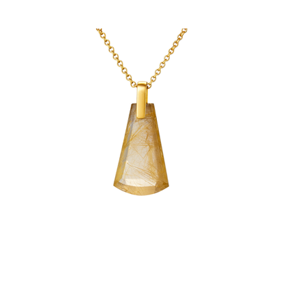 Natural Golden Rutile Quartz Pendant | 18K Gold Vermeil