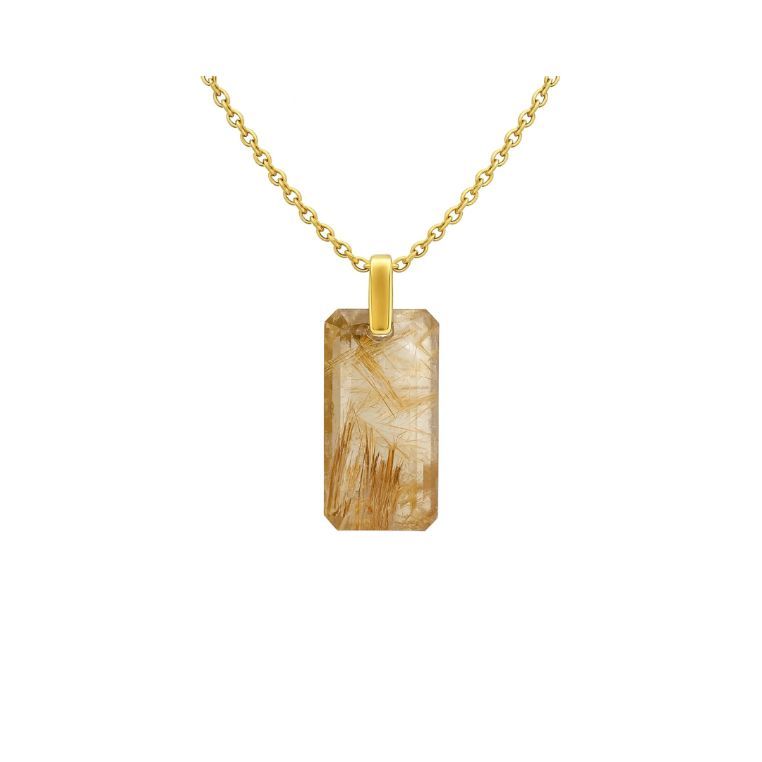 Radiant Golden Rutile Quartz Pendant | 18K Gold Vermeil