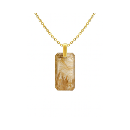 Radiant Golden Rutile Quartz Pendant | 18K Gold Vermeil