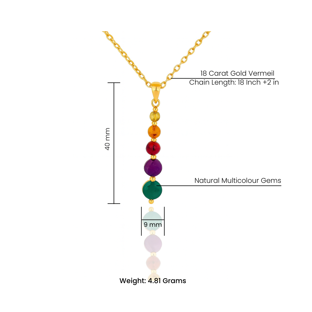 Multi-Gemstone Pendant Necklace in 18K Gold Vermeil – Peridot, Citrine, Red Garnet, Amethyst & Green Onyx