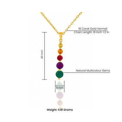 Multi-Gemstone Pendant Necklace in 18K Gold Vermeil – Peridot, Citrine, Red Garnet, Amethyst & Green Onyx