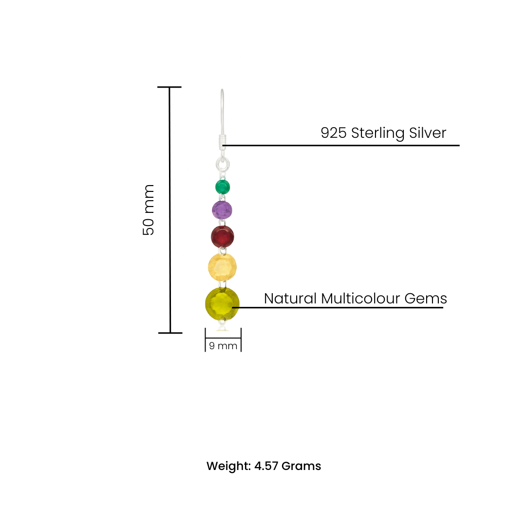 Multi-Gemstone Earrings – Peridot, Citrine, Garnet, Amethyst & Green Onyx