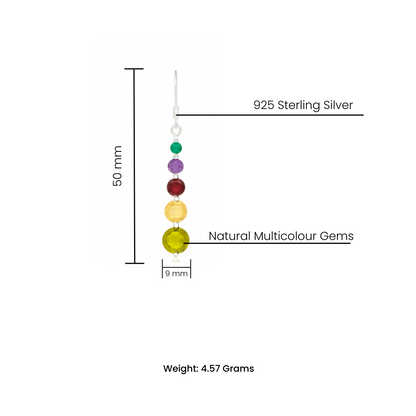 Multi-Gemstone Earrings – Peridot, Citrine, Garnet, Amethyst & Green Onyx