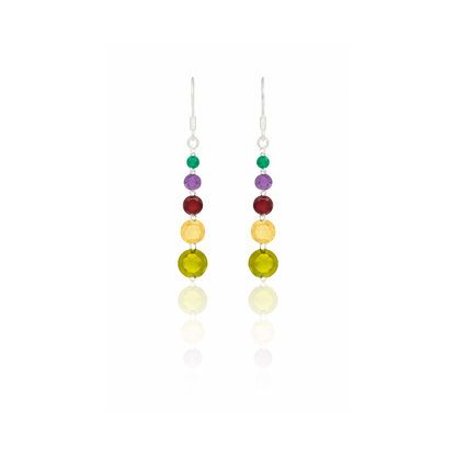 Multi-Gemstone Earrings – Peridot, Citrine, Garnet, Amethyst & Green Onyx