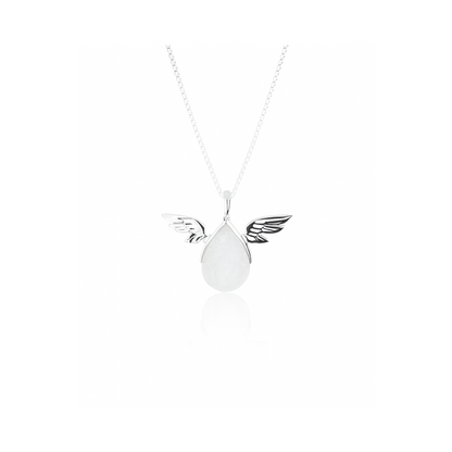 Natural Moonstone Angel Wing Pendant - 925 Sterling Silver