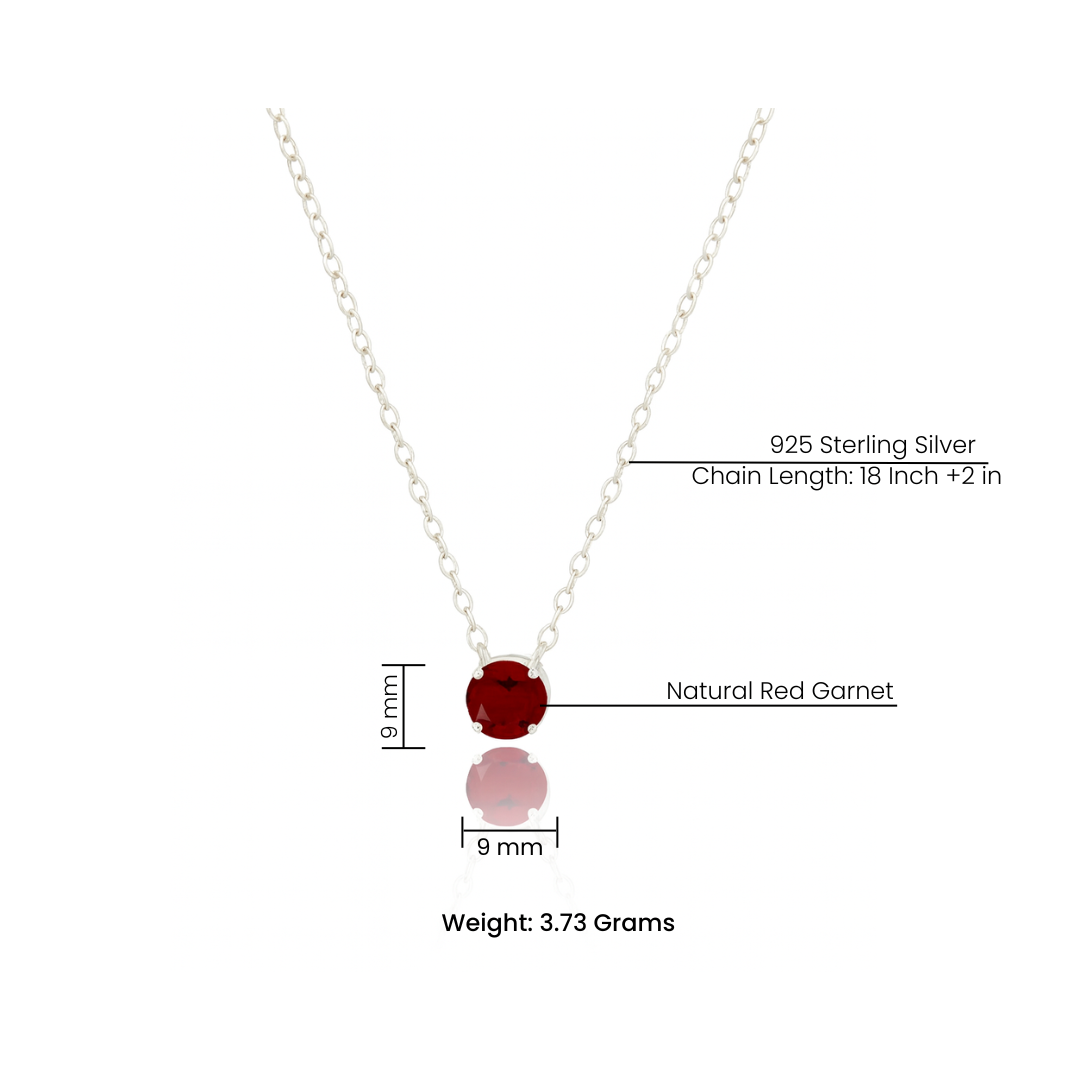 Natural Garnet Pendant – 925 Sterling Silver