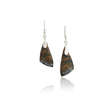Natural Skin Tiger Jasper Earrings - 925 Sterling Silver