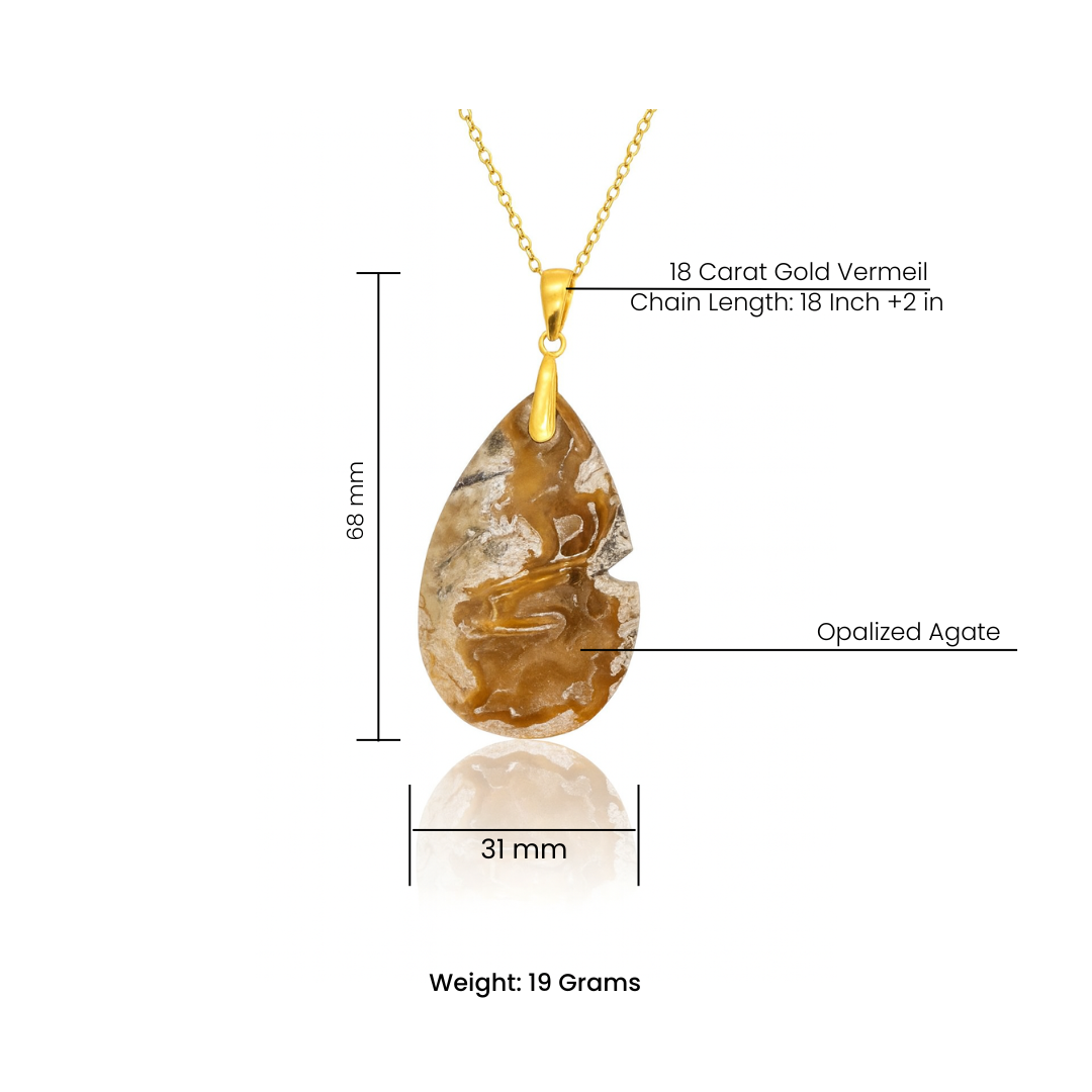 Natural Opalized Agate Pendant - 18K Gold Vermeil