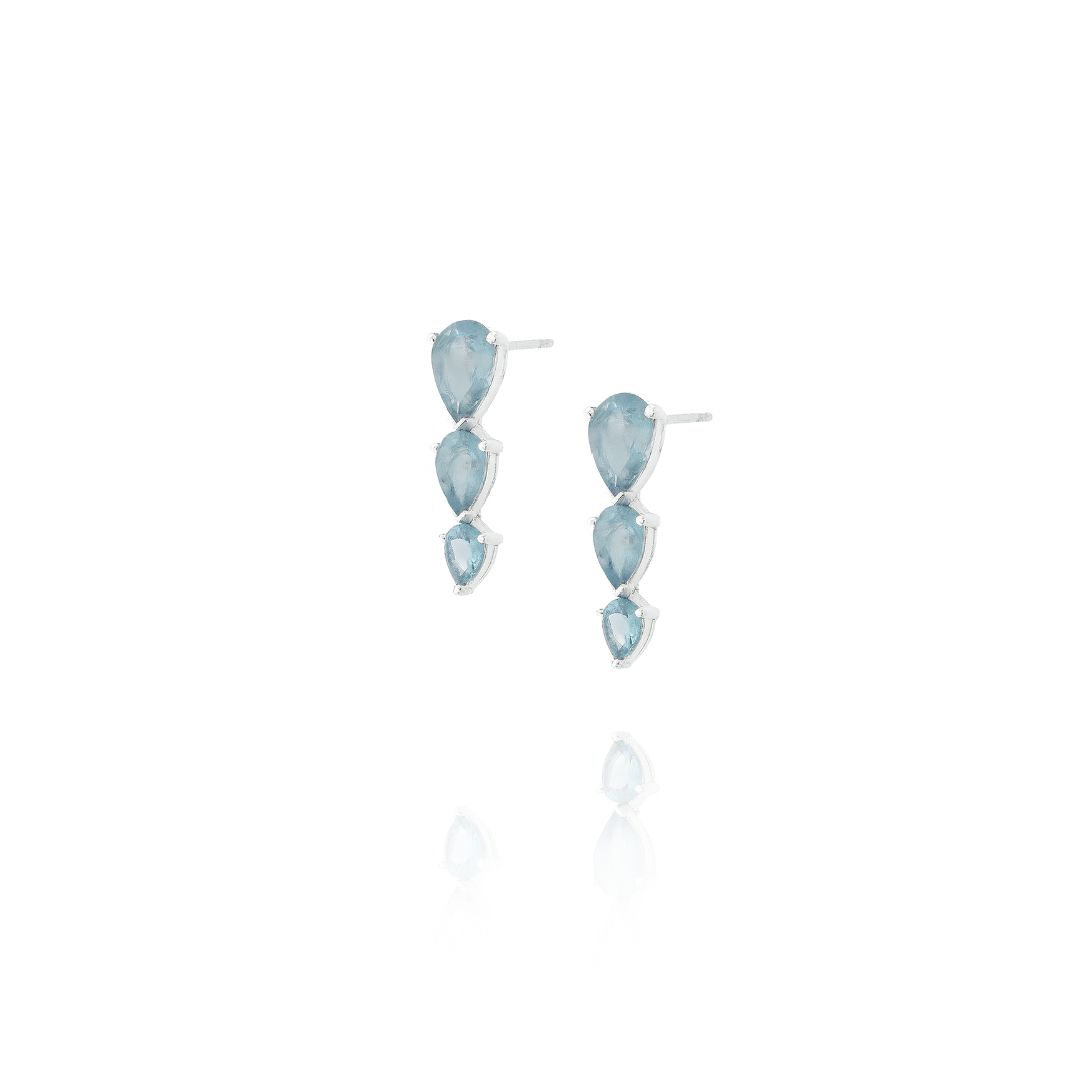 Aquamarine Stud Earrings - 925 Sterling Silver