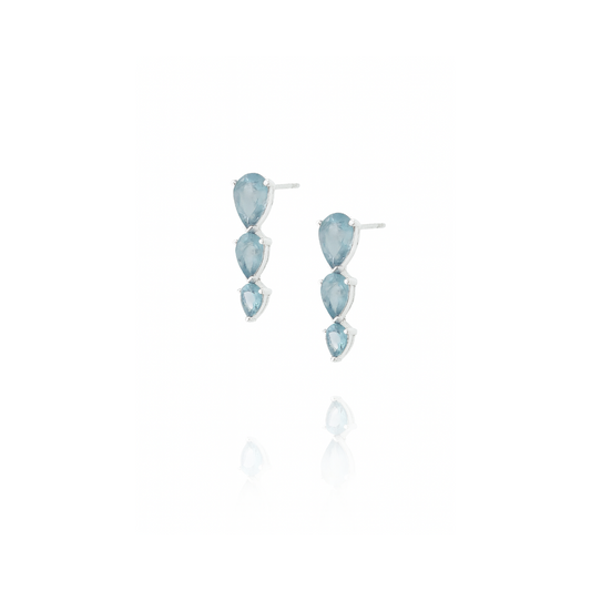Aquamarine Stud Earrings - 925 Sterling Silver