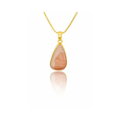 Natural Teardrop Rutilated Quartz Pendant Necklace - 18K Gold Vermeil