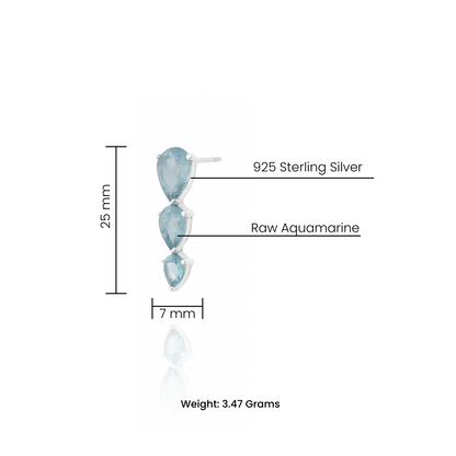 Aquamarine Stud Earrings - 925 Sterling Silver